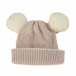 First Steps Pink Knit Winter Hat sz 12-24M Girls Pom Pom Winter Outerwear